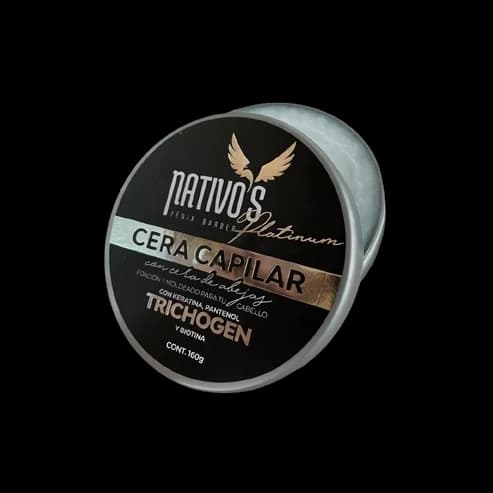 Tarro de la cera capilar Platino de Nativos con acabado plateado